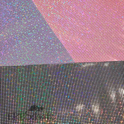 Kunstleder Holo Squares Rollen 30 x 135 cm - reißverschluss