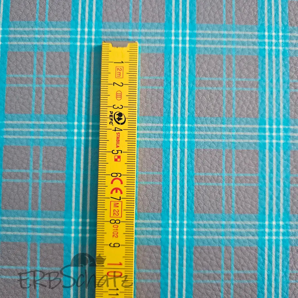 Kunstleder Karo Türkis/Grau 50 x 140 cm - KL50