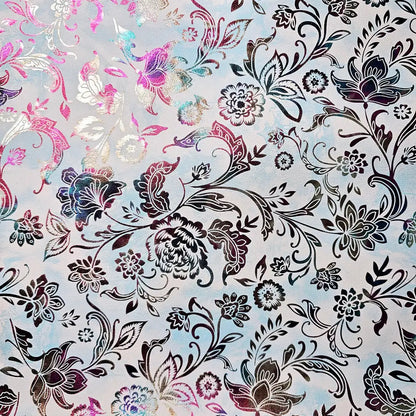 Kunstleder Metallic Rainbow Flower Dream Rollen 30 x 135 cm