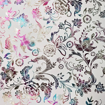 Kunstleder Metallic Rainbow Flower Dream Rollen 30 x 135 cm