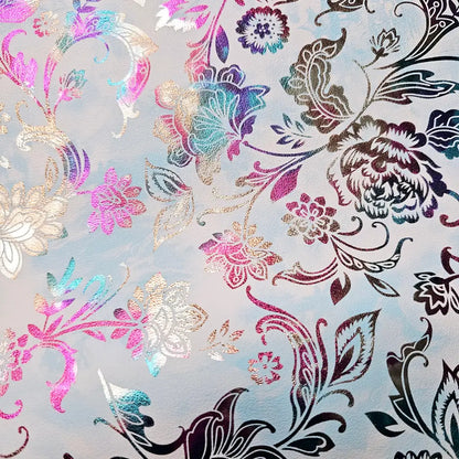 Kunstleder Metallic Rainbow Flower Dream Rollen 30 x 135 cm