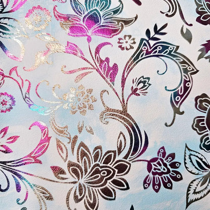 Kunstleder Metallic Rainbow Flower Dream Rollen 30 x 135 cm