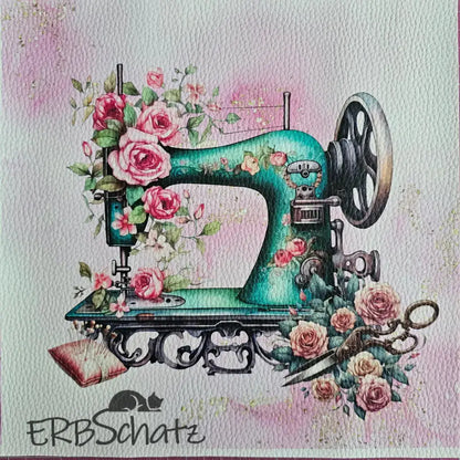 Kunstleder Panel Antique Sewingmachine 40x 40cm - P40