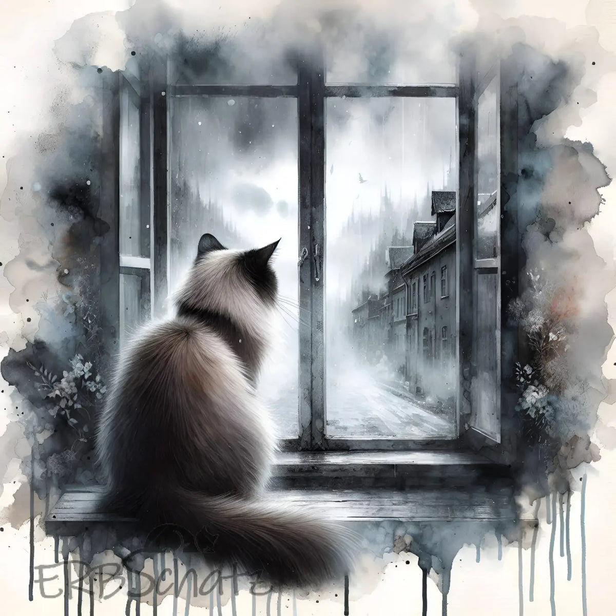 Kunstleder Panel Art Cat Grey | Größenauswahl - P15 P20 P25