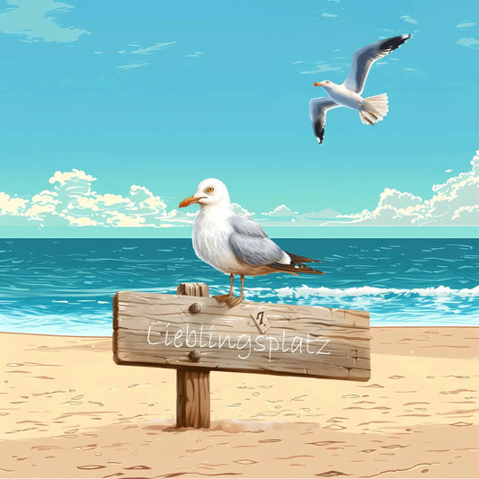 Kunstleder Panel Beach Möwe Lieblingsplatz | Größenauswahl