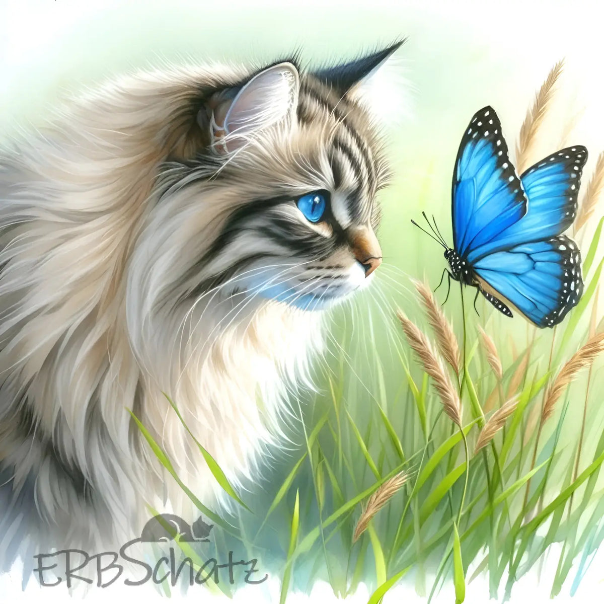 Kunstleder Panel Butterfly Cat Blue | Größenauswahl - P15