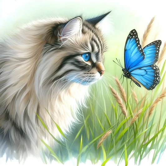 Kunstleder Panel Butterfly Cat Blue | Größenauswahl - P15