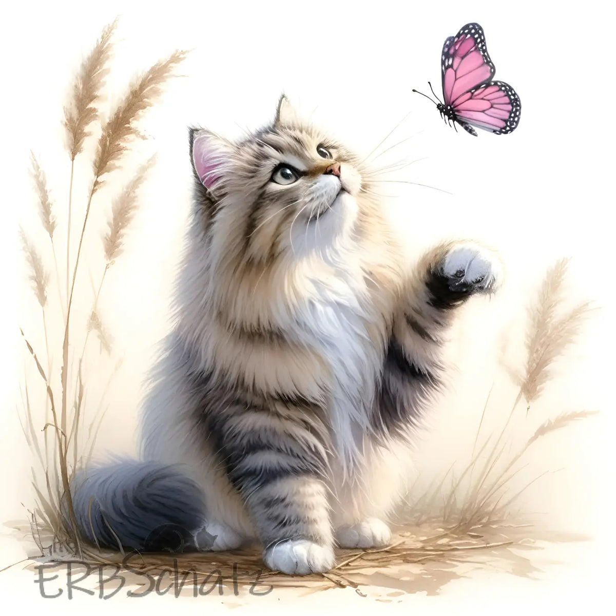 Kunstleder Panel Butterfly Cat Rose | Größenauswahl - P15
