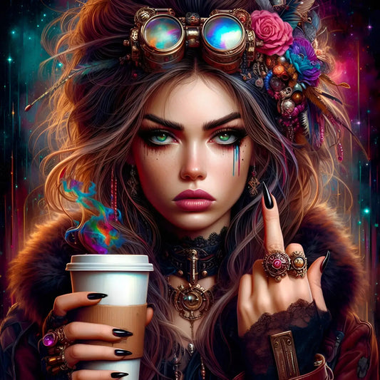 Kunstleder Panel Coffeegirl Flower | Größenauswahl - P15