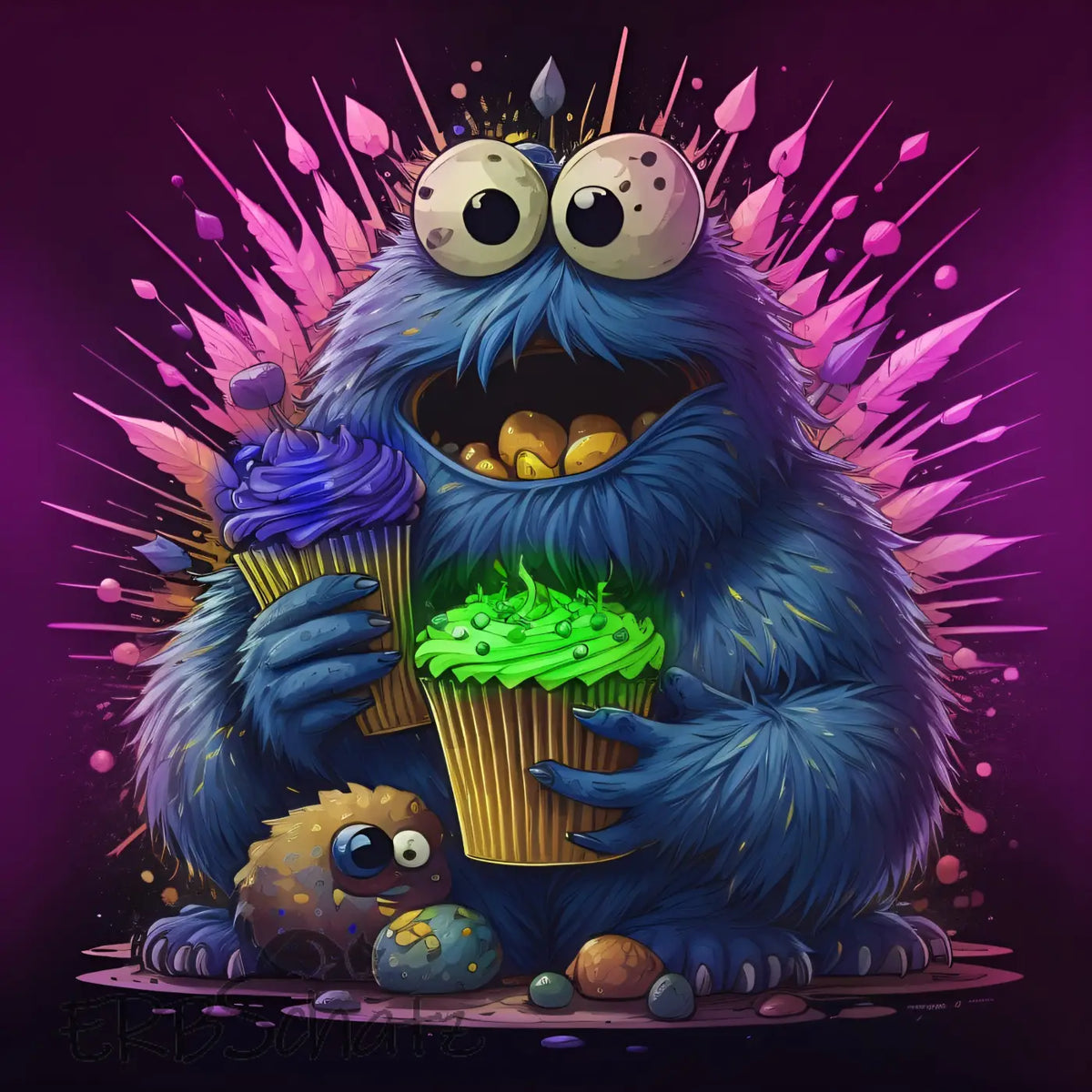 Kunstleder Panel Cupcake Monster | Größenauswahl - P15 P20
