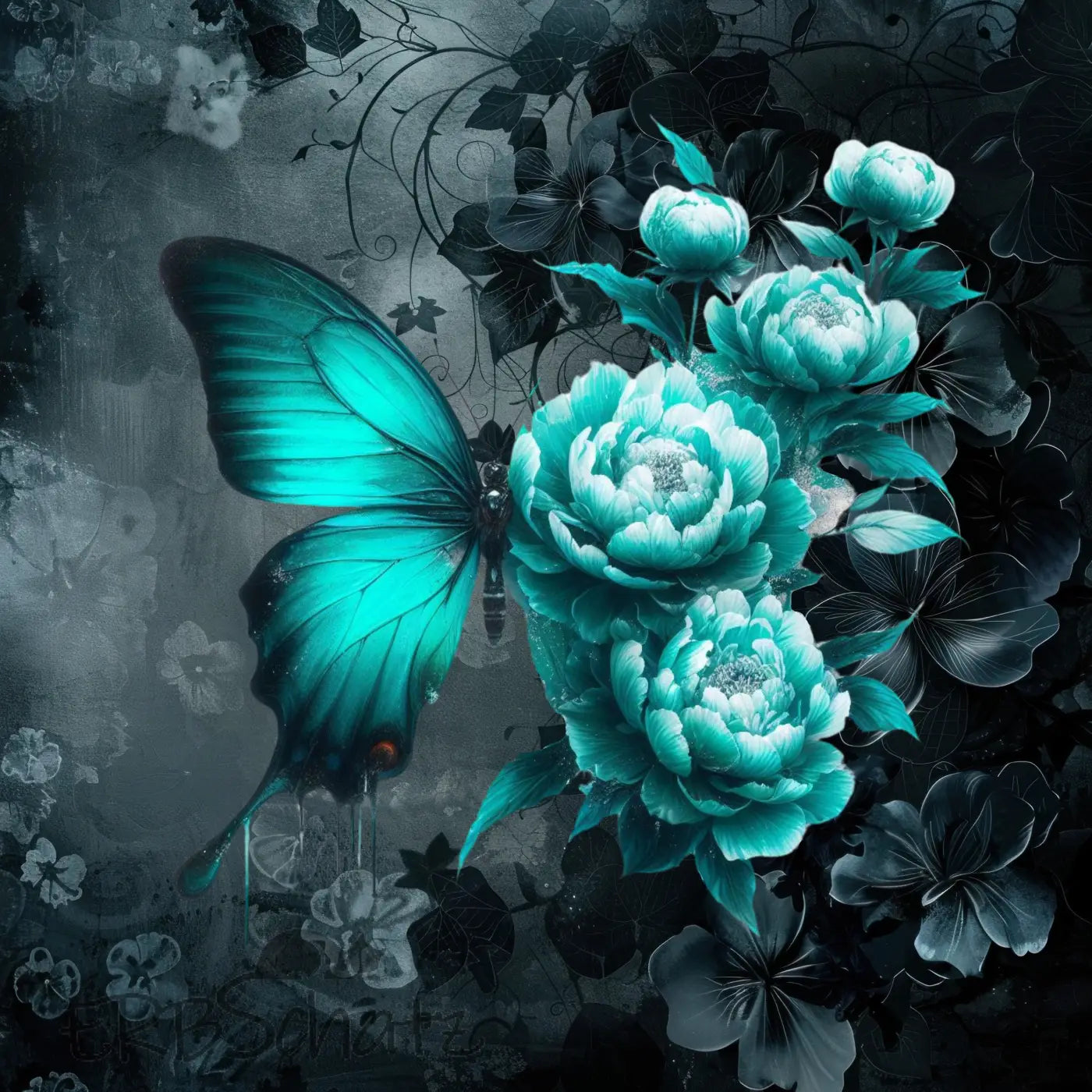 Kunstleder Panel Dream Butterfly Turquoise | Größenauswahl