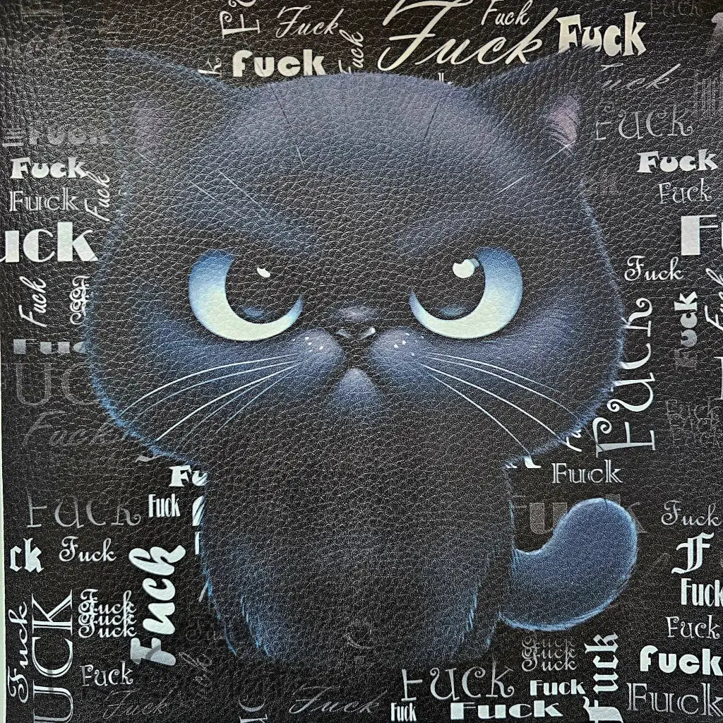 Kunstleder Panel F.CK Black White Cat 25x 25cm - P25