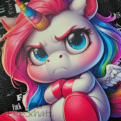 Kunstleder Panel F.CK Grumpy Unicorn 25x 25cm - P25