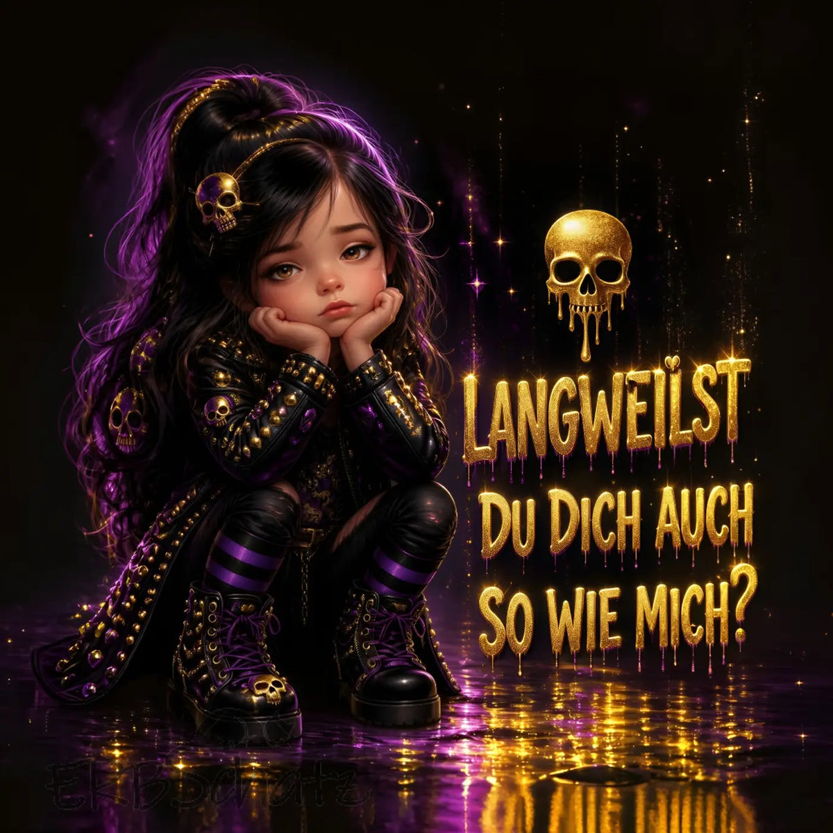 Kunstleder Panel Gelangweiltes Girl | Größenauswahl - P15