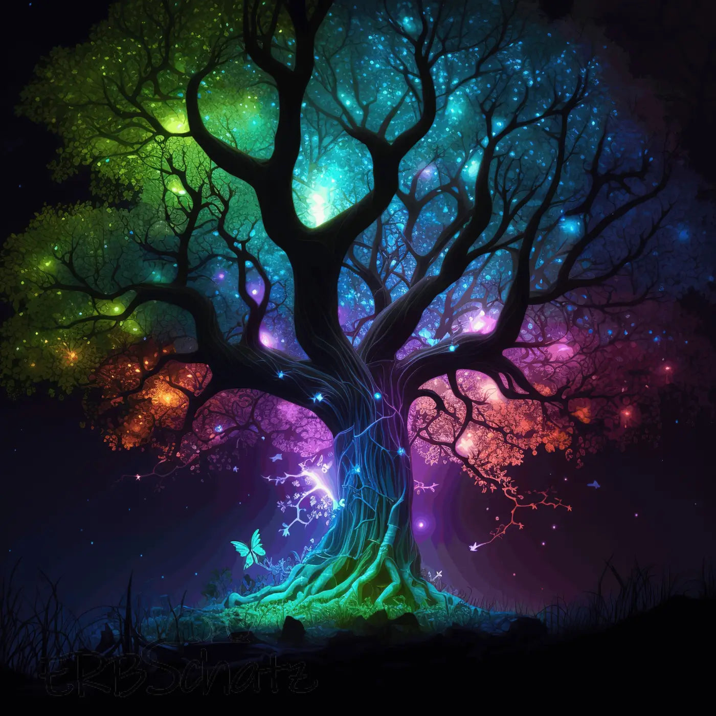 Kunstleder Panel Glowing Tree | Größenauswahl - P15 P20 P25