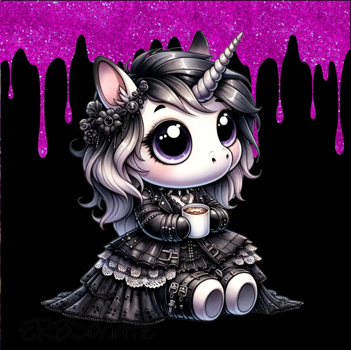 Kunstleder Panel Goth Unicorn | Größenauswahl - P15 P20 P25