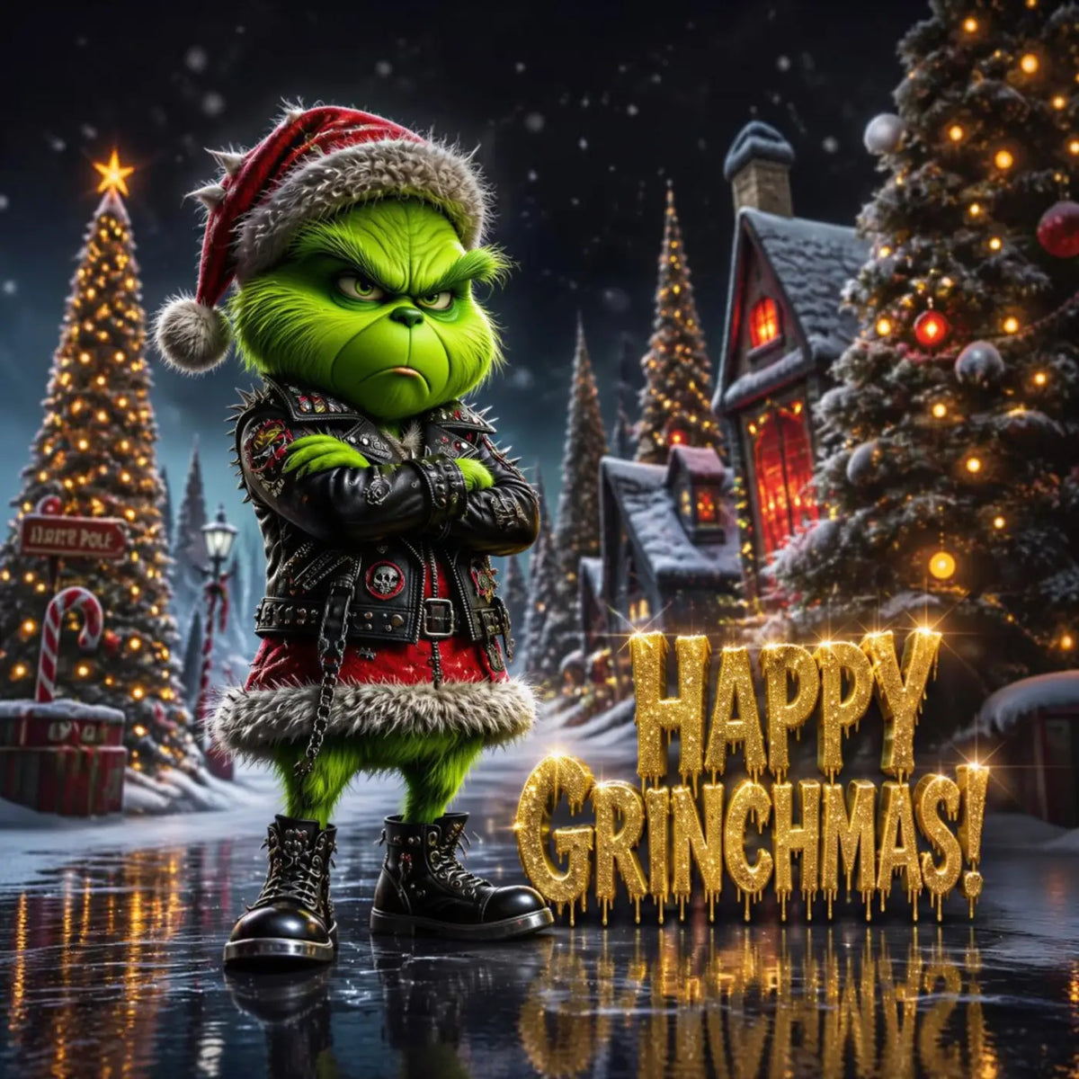 Kunstleder Panel Grinchmas | Größenauswahl - P15 P20 P25