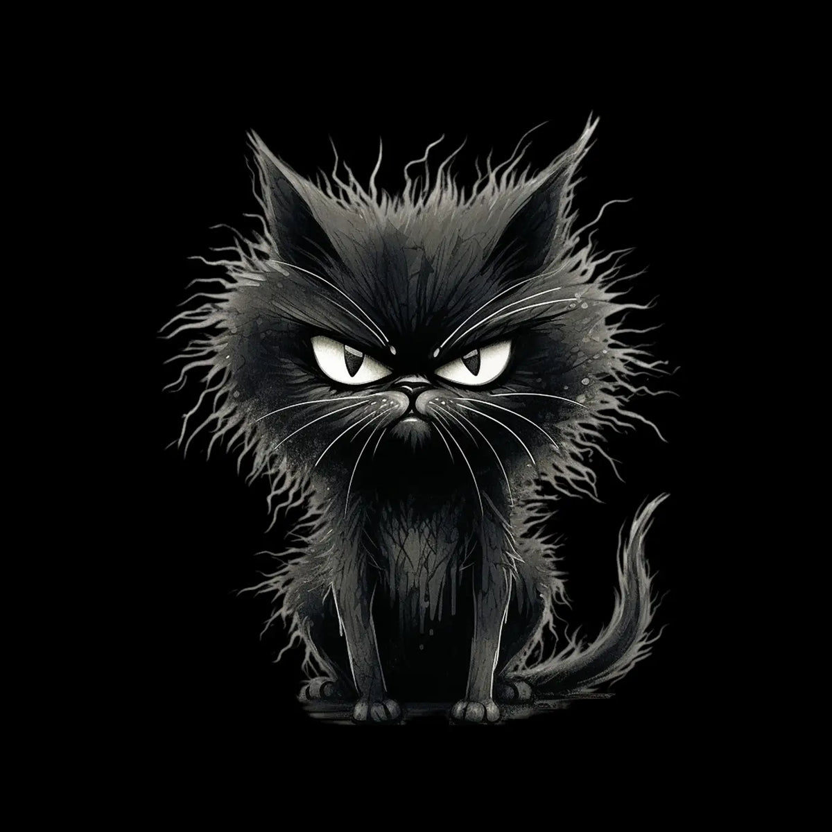 Kunstleder Panel Grumpy Black Cat | Größenauswahl - P15 P20