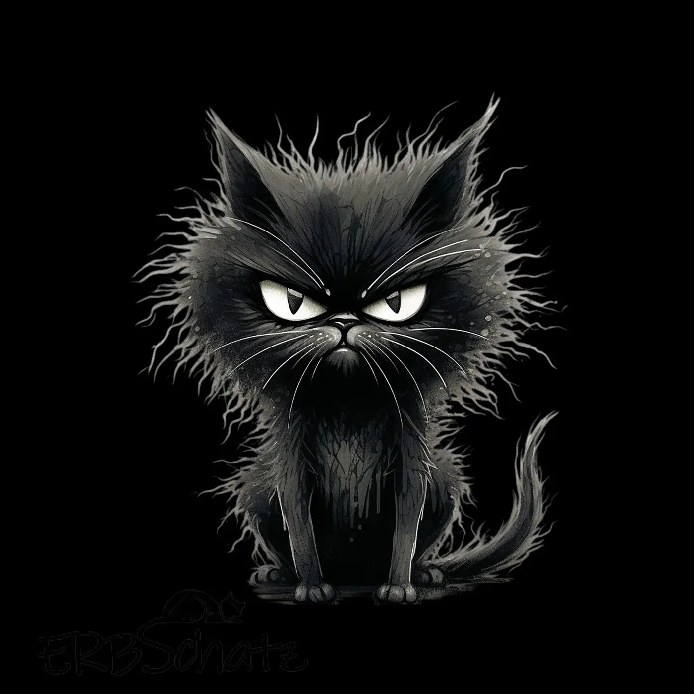 Kunstleder Panel Grumpy Black Cat | Größenauswahl - P15 P20