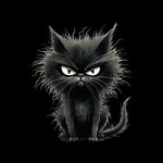 Kunstleder Panel Grumpy Black Cat | Größenauswahl - P15 P20
