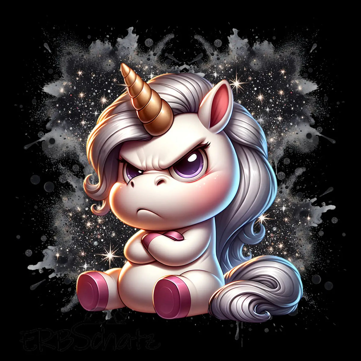 Kunstleder Panel Grumpy Glitter Unicorn | Größenauswahl