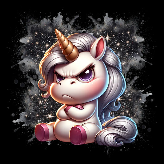 Kunstleder Panel Grumpy Glitter Unicorn | Größenauswahl