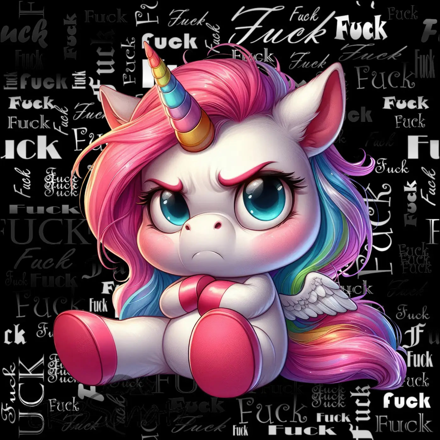Kunstleder Panel Grumpy Unicorn F.CK | Größenauswahl - P15