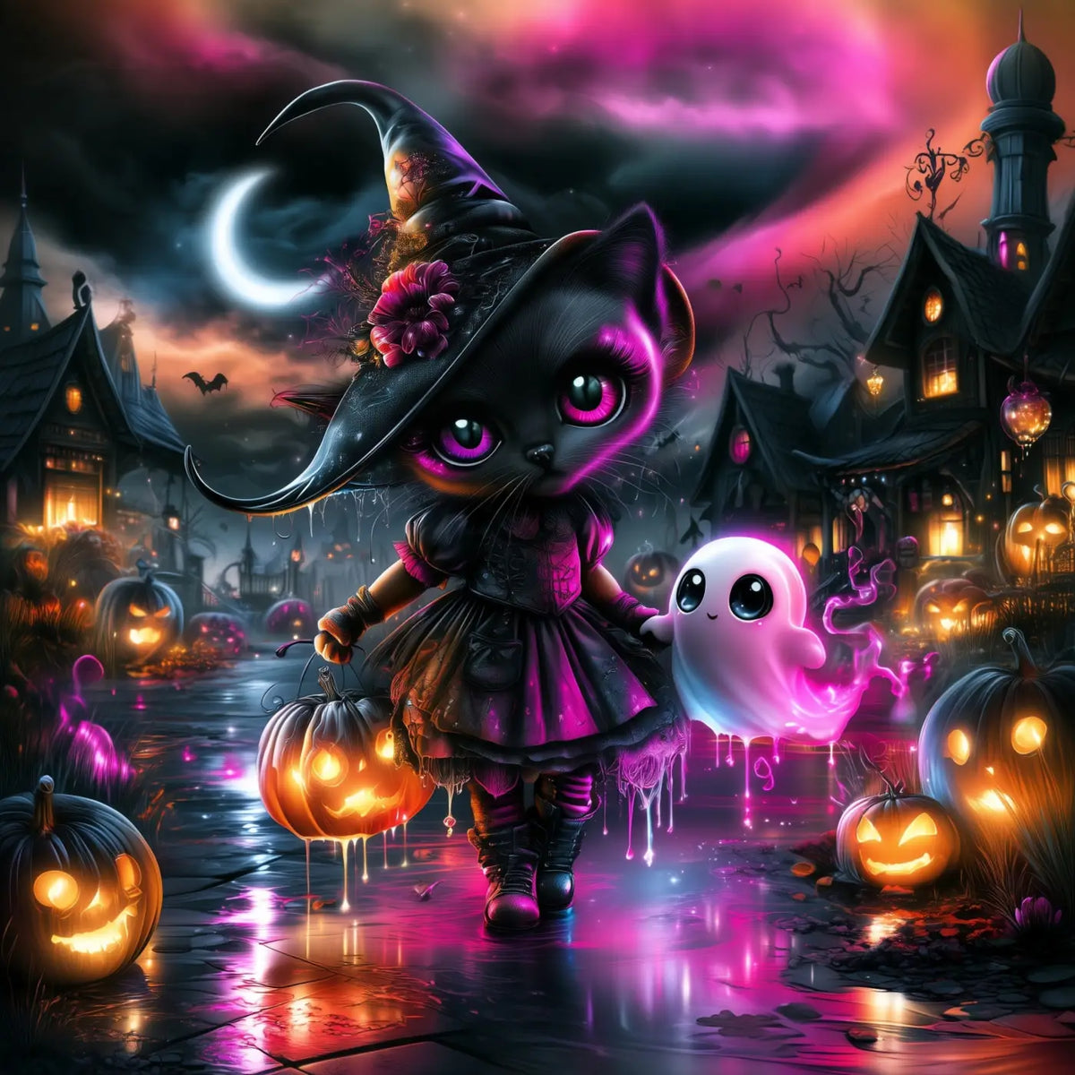 Kunstleder Panel Halloween Town | Größenauswahl - P15 P20