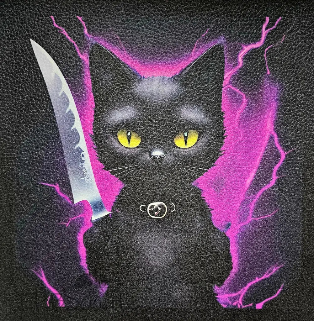 Kunstleder Panel Killer Cat Pink 30x 30cm - P30