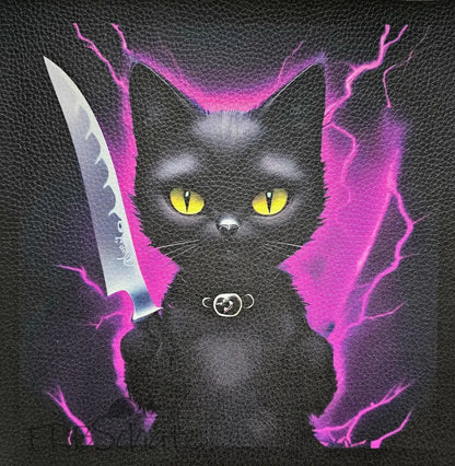 Kunstleder Panel Killer Cat Pink 30x 30cm - P30