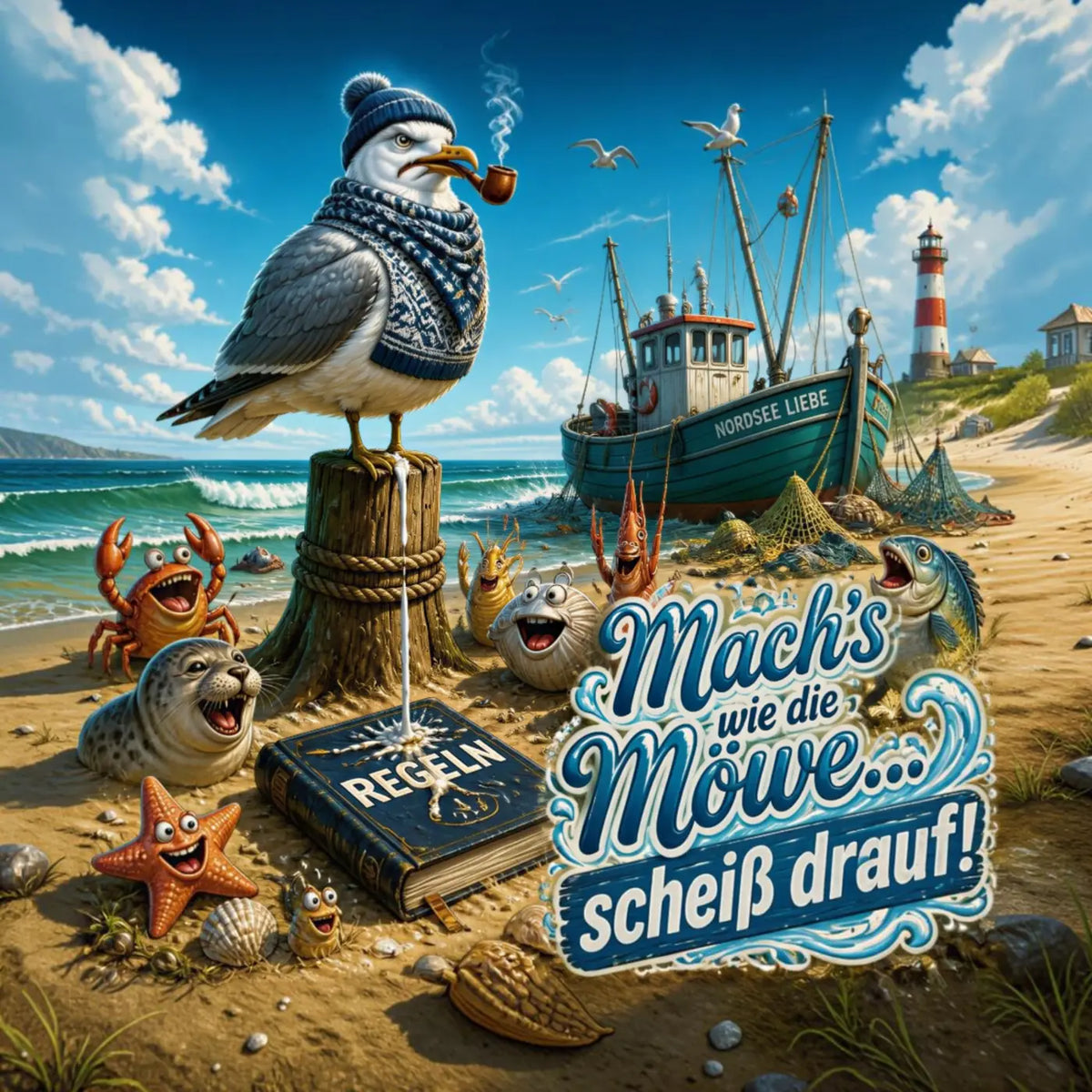Kunstleder Panel Möwe Scheiss drauf | Größenauswahl - P15