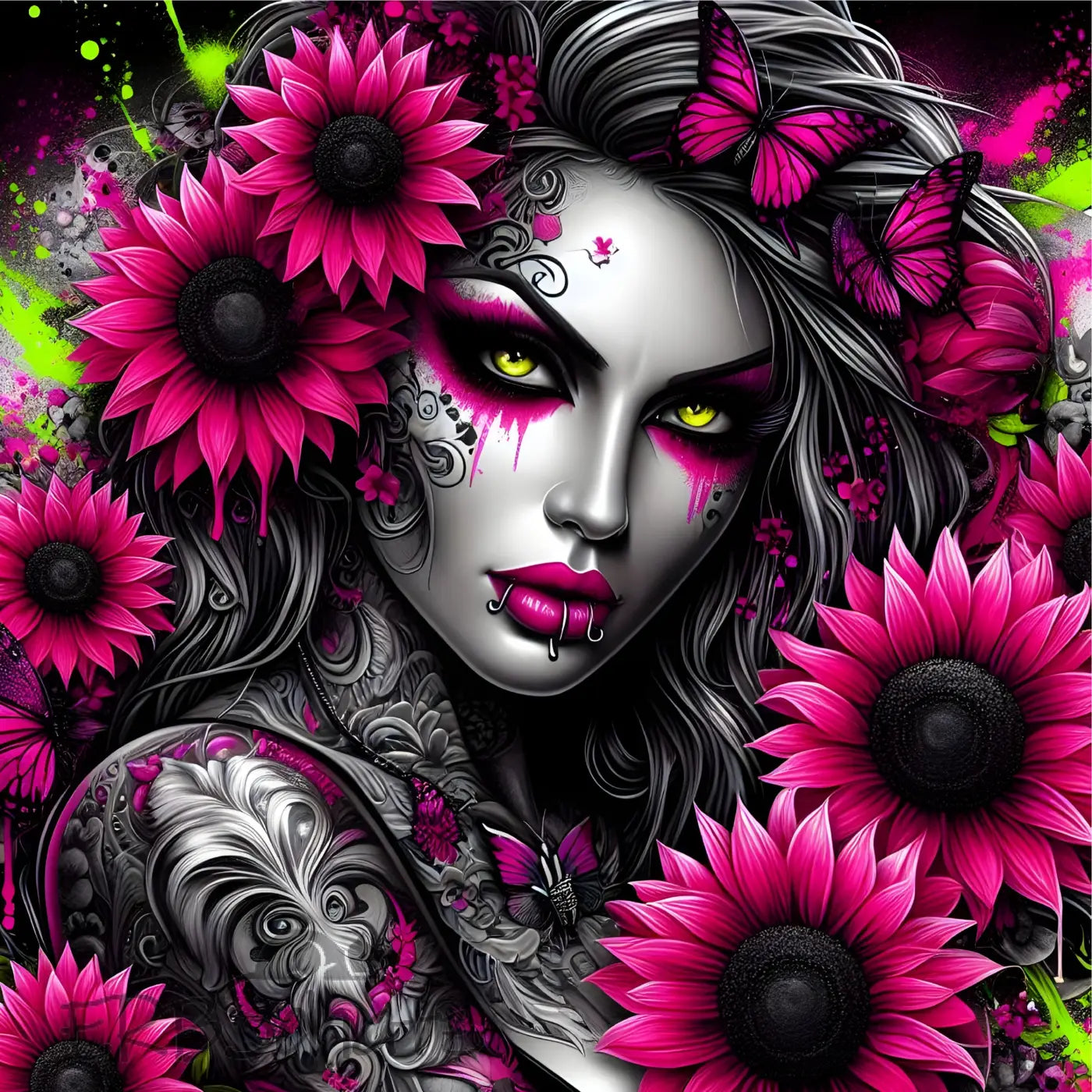 Kunstleder Panel Pink Sunflower Lady | Größenauswahl - P15