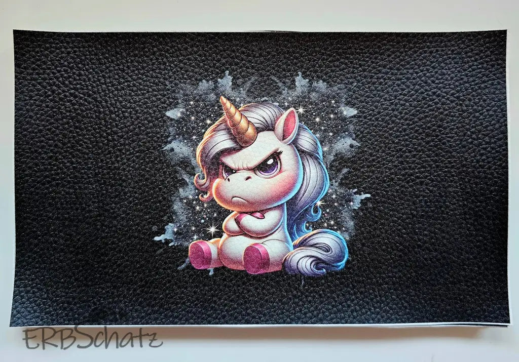 Kunstleder Panel Portemonnaie Grumpy Glitter Unicorn 25x
