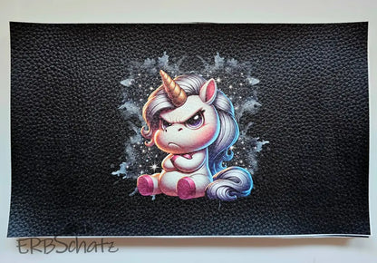 Kunstleder Panel Portemonnaie Grumpy Glitter Unicorn 25x