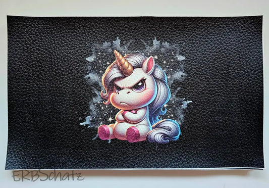 Kunstleder Panel Portemonnaie Grumpy Glitter Unicorn 25x