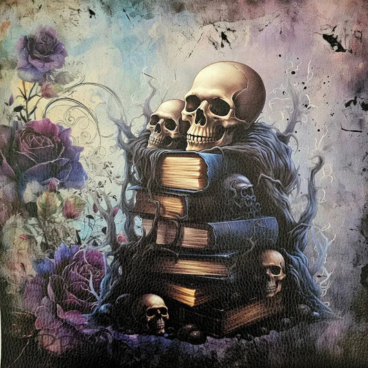 Kunstleder Panel Purple Goth Skull 30x 30cm - P30