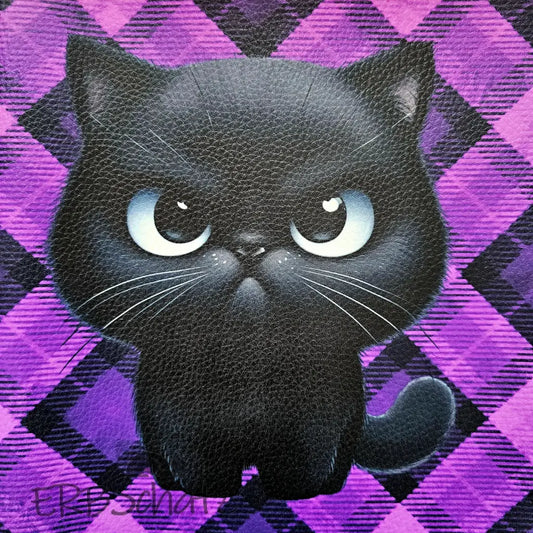Kunstleder Panel Purple Tartan Cat 30x 30cm - P30