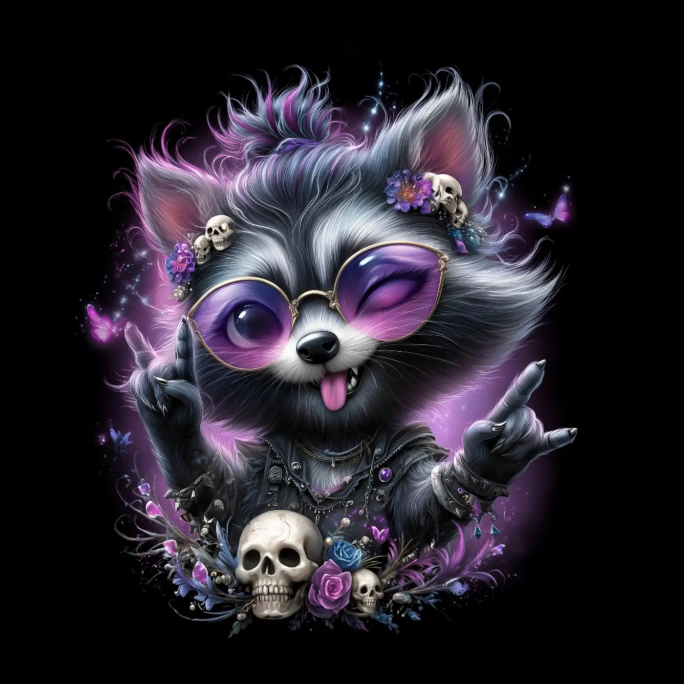 Kunstleder Panel Rocker Raccoon | Größenauswahl - P15 P20