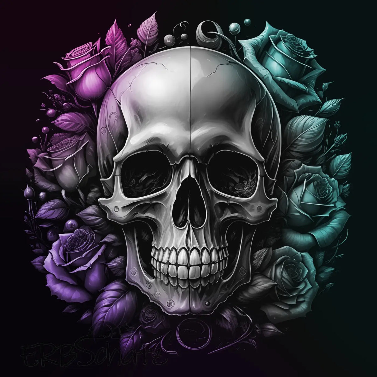 Kunstleder Panel Rosed Skull | Größenauswahl - P15 P20 P25