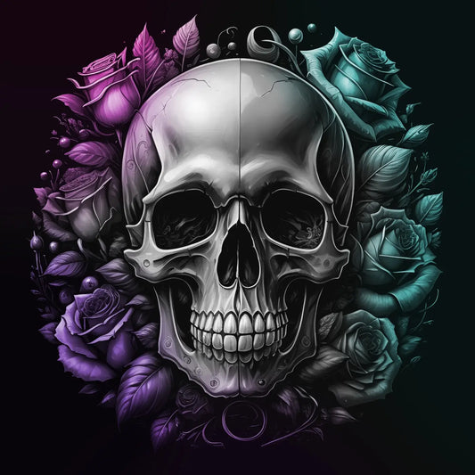 Kunstleder Panel Rosed Skull | Größenauswahl - P15 P20 P25