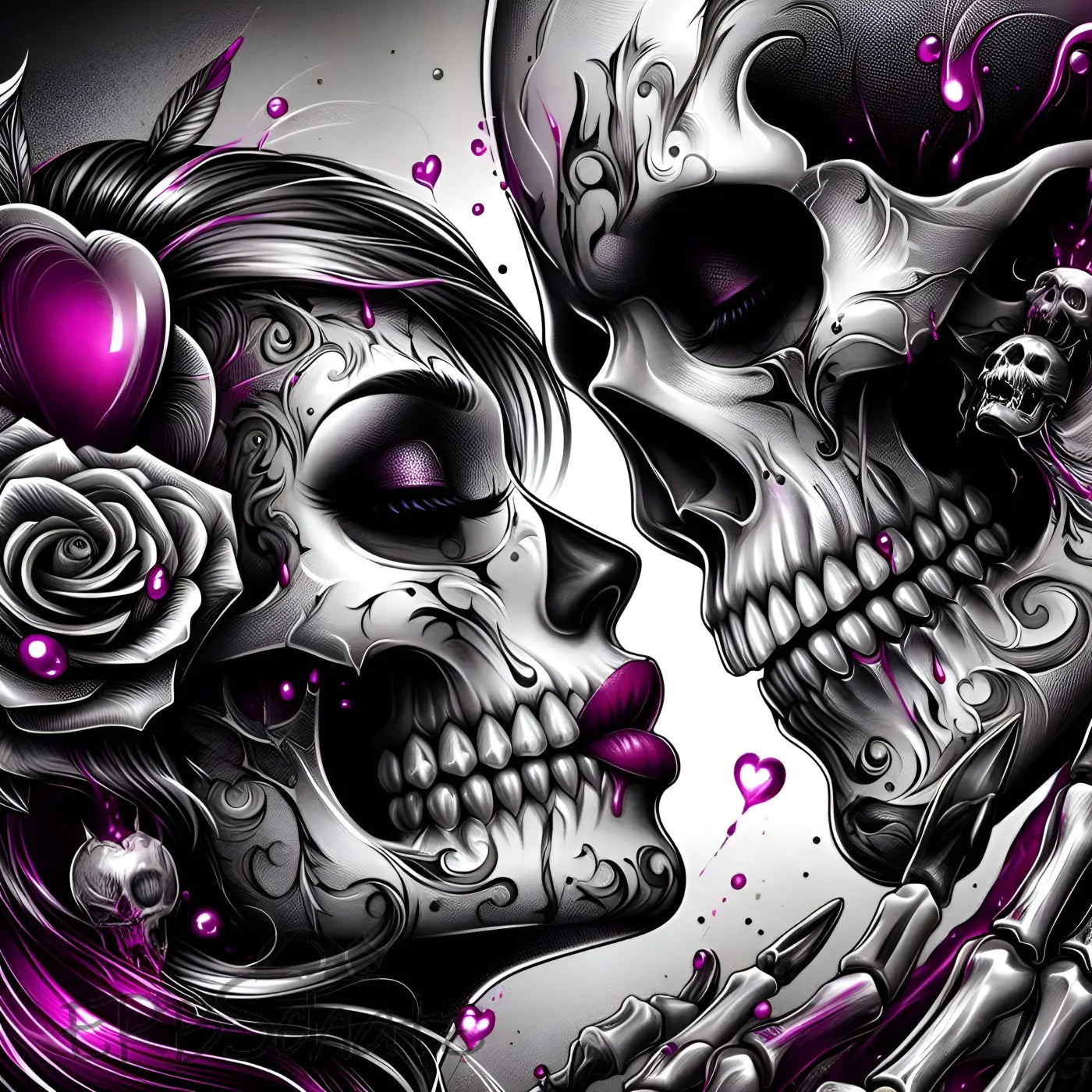 Kunstleder Panel Skull Lovers Close | Größenauswahl - P15