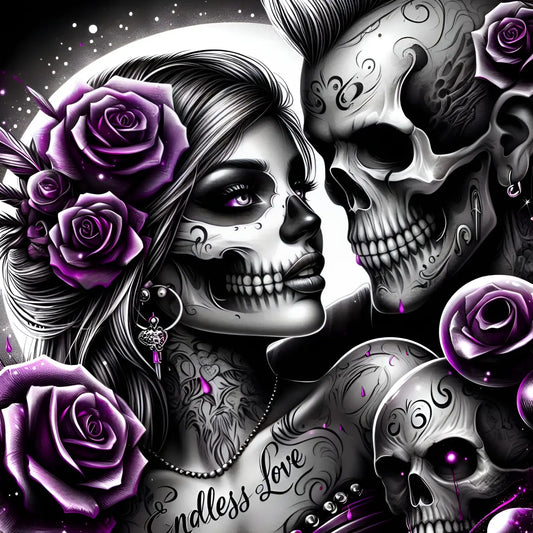 Kunstleder Panel Skull Lovers Purple | Größenauswahl - P15
