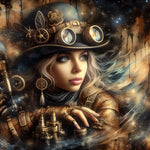 Kunstleder Panel Steampunk Girl Hat | Größenauswahl - P15