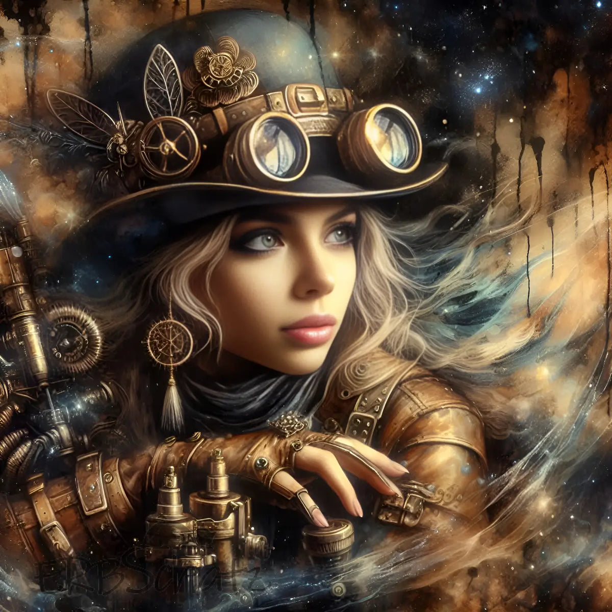 Kunstleder Panel Steampunk Girl Hat | Größenauswahl - P15