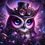 Kunstleder Panel Steampunk Owl Purple | Größenauswahl - P15