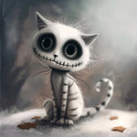 Kunstleder Panel Stripy White Cat | Größenauswahl - P15 P20