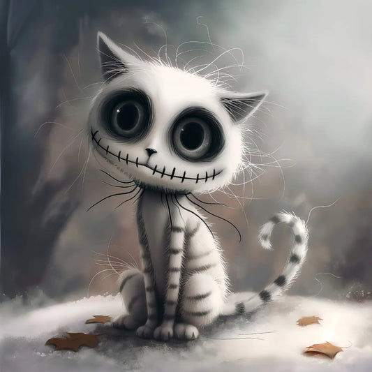 Kunstleder Panel Stripy White Cat | Größenauswahl - P15 P20