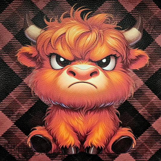 Kunstleder Panel Tartan Grumpy Cow 30x 30cm - P30