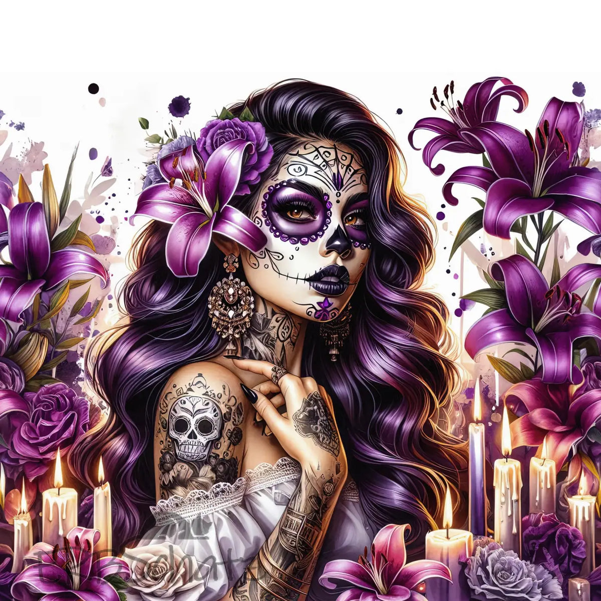Kunstleder Panel Tattooflower Girl | Größenauswahl - P15