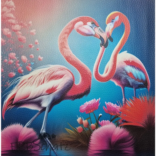 Kunstleder Panel Vibrant Flamingos 25x 25cm